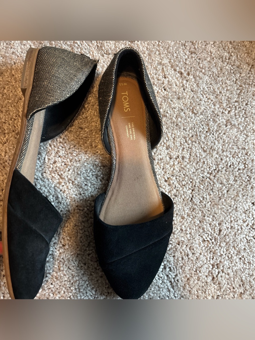 Toms Jutti D’Orsay Women's Size 11 Black Suede With Textile Flats Shoes